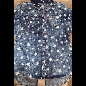 Denim Star Print Shirt